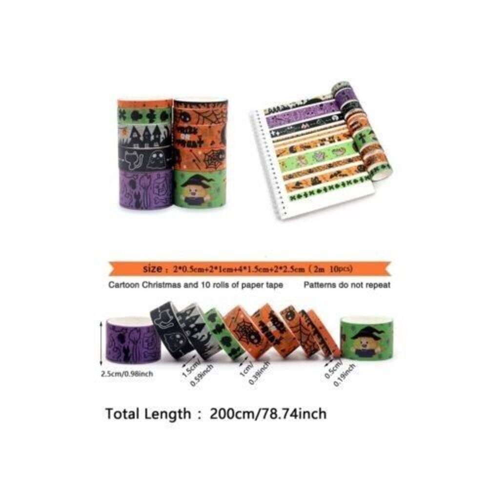1box/10 Rolls Halloween Theme Decorative Washi Tape For Planner & Craft - Picture 6 of 8